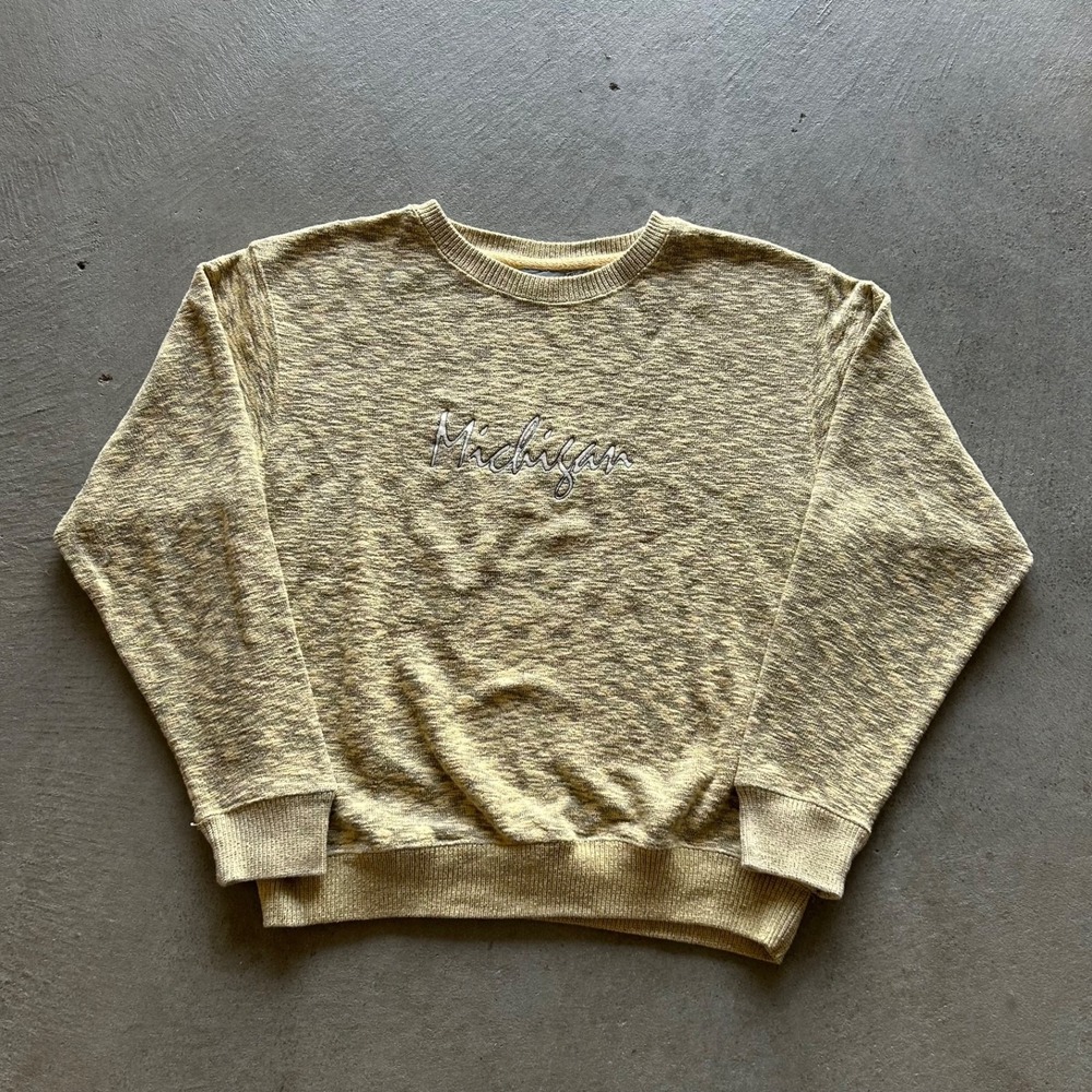 Vintage 90s Renegade Michigan Wolverines Sweatshirt Size Large Yellow Crewneck‎